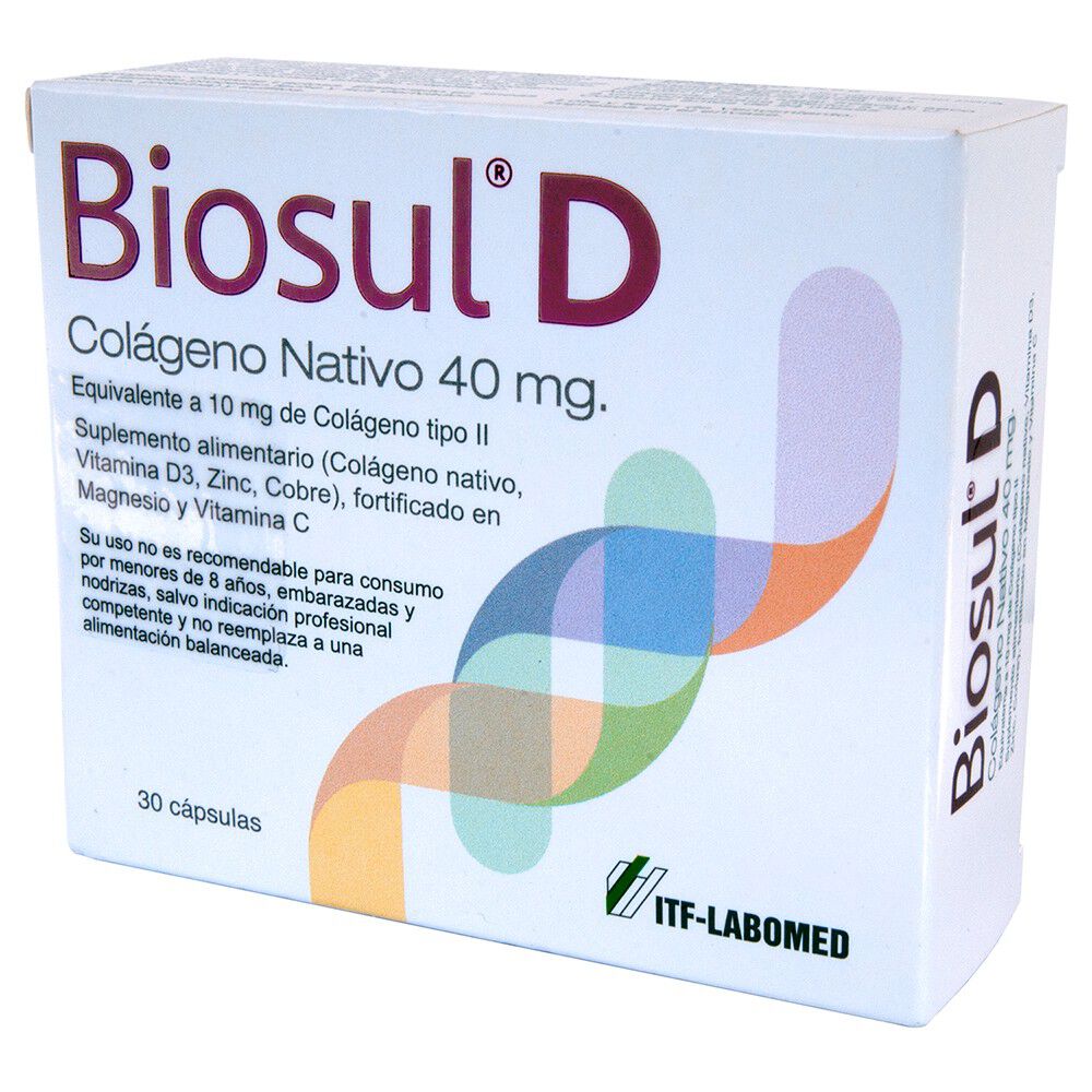 Biosul-D-Colágeno-Nativo-Vitamina-D-Zinc-Cobre-30-Cápsulas-imagen-1