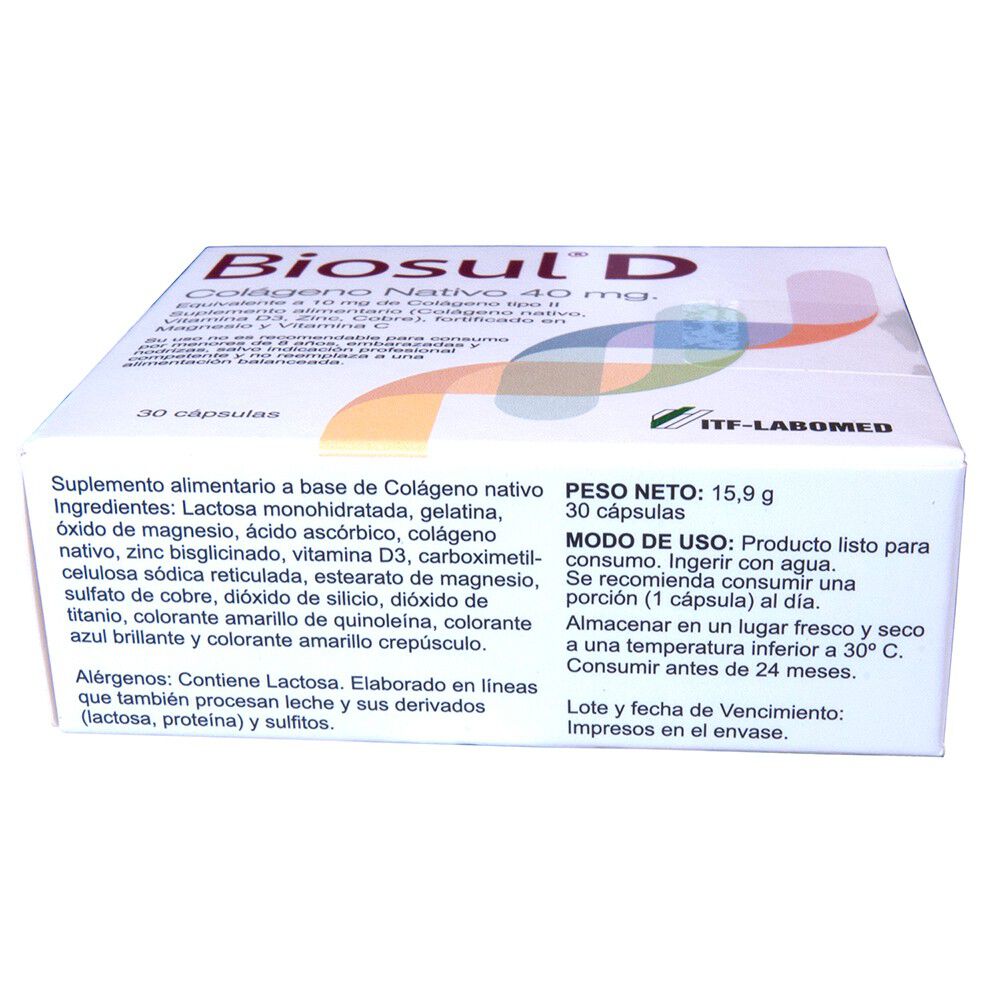 Biosul-D-Colágeno-Nativo-Vitamina-D-Zinc-Cobre-30-Cápsulas-imagen-3